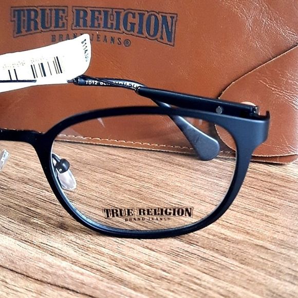 NEW Black Eyeglass Frame w/ case, Rx'able, True Religion, small, black metal uni - Picture 1 of 7